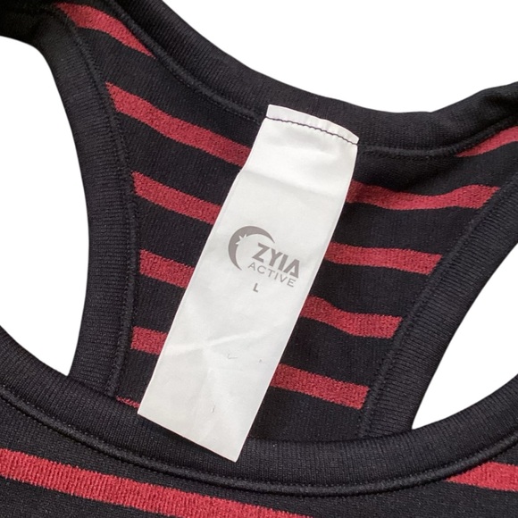 Zyia Active Black & Maroon Striped Monique Sports Bra - Large - Picture 3 of 8